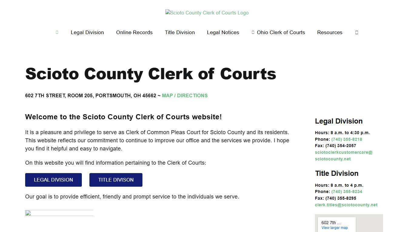 Scioto County Clerk of Courts – Portsmouth, Ohio